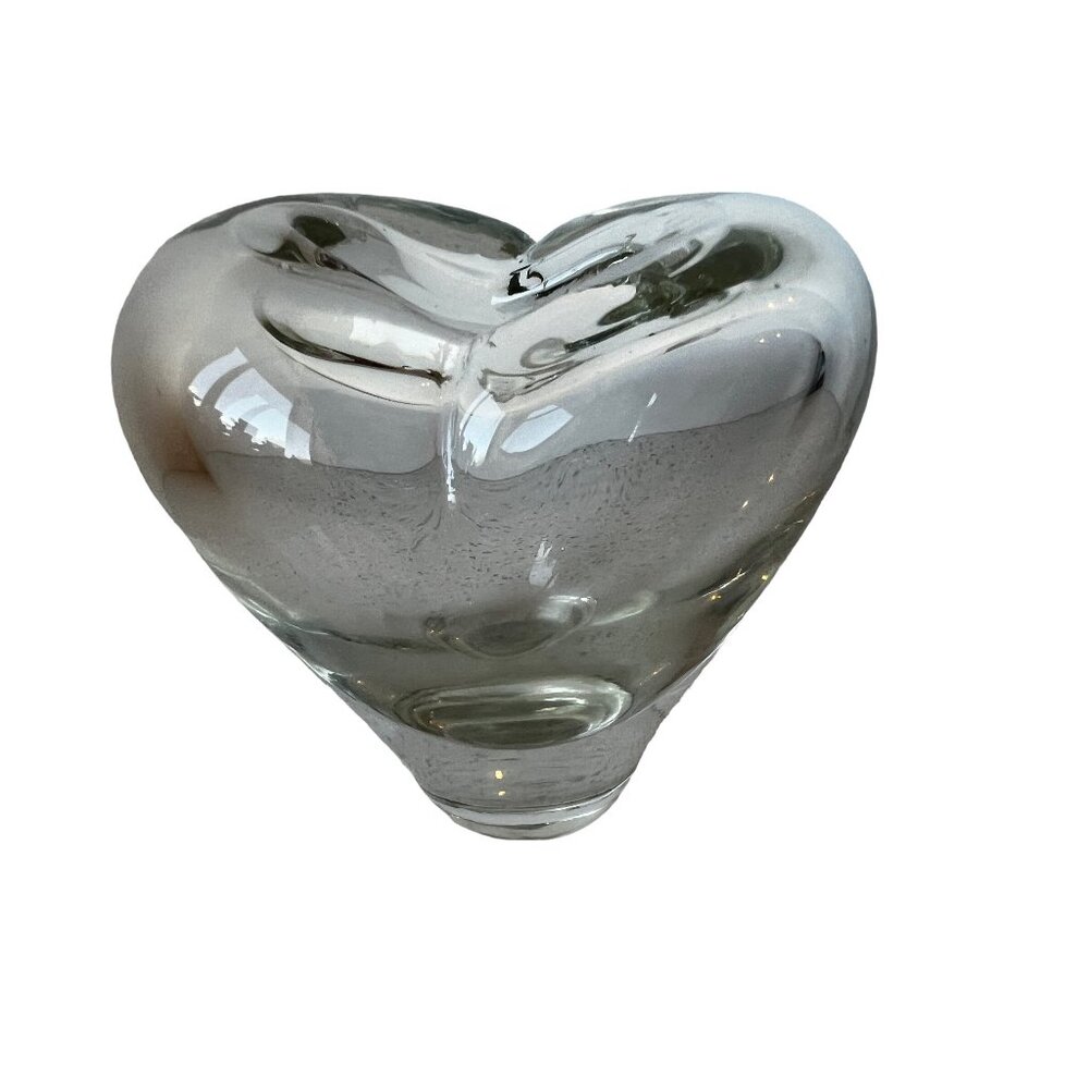 Hand Blown Clear Heart Vase 4” MCM
